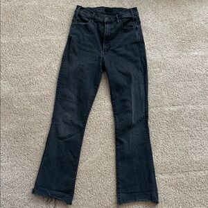 MOTHER Black High Rise Jeans with Flared Hem